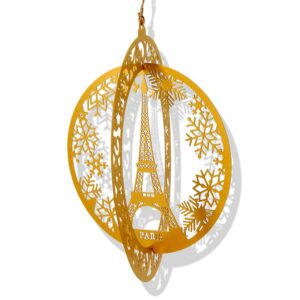 Boules de Noël "la Tour Eiffel de Paris" en découpe laser papier Or. Made in France